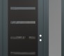 Modern Steel Front Door Diamond C7 50" x 96" anthracite/anthracite mirrored Glass Panel black LHI with Sidelite and Transom frosted Glass