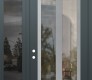 Modern Steel Front Door Diamond C14 50" x 96" anthracite/anthracite clear Glass Panel stainless steel RHI with Sidelite and Transom mirrored Glass