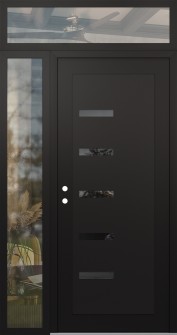 Diamond C8 52" x 96" black/black mirrored Glass Panel black RHI with Sidelite and Transom clear Glass