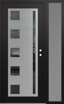 Diamond C3 48" x 80" black/black mirrored Glass Panel stainless steel LHI with Sidelite frosted Glass