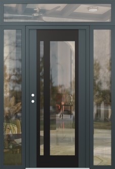 Diamond C15 68" x 96" anthracite/anthracite clear Glass Panel black RHI with 2 Sidelites and Transom clear Glass