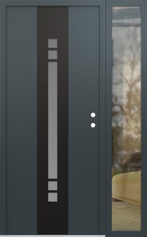 DIAMOND A4 50" X 80" ANTHRACITE/ANTHRACITE FROSTED GLASS PANEL BLACK LHI WITH SIDELITE CLEAR GLASS