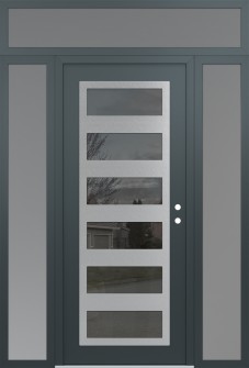 Diamond C9 60" x 96" anthracite/anthracite mirrored Glass Panel stainless steel LHI with 2 Sidelites and Transom frosted Glass