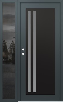 Diamond C6 48" x 80" anthracite/anthracite frosted Glass Panel black RHI with Sidelite mirrored Glass