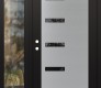 Modern Steel Front Door Diamond C8 50" x 80" black/black mirrored Glass Panel stainless steel RHI with Sidelite clear Glass