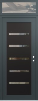 Diamond C7 36" x 96" anthracite/anthracite clear Glass Panel black LHI with Transom clear Glass