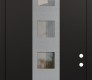Modern Steel Front Door DIAMOND A13 36" X 96" BLACK/BLACK CLEAR GLASS PANEL STAINLESS STEEL LHI WITH TRANSOM MIRRORED GLASS