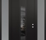 Modern Steel Front Door DIAMOND A1 60" X 96" BLACK/BLACK MIRRORED GLASS PANEL BLACK LHI WITH 2 SIDELITES AND TRANSOM FROSTED GLASS