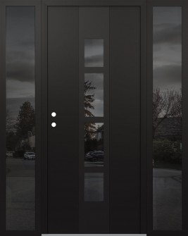 DIAMOND A10 68" X 80" BLACK/BLACK MIRRORED GLASS PANEL BLACK RHI WITH 2 SIDELITES MIRRORED GLASS