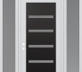 Modern Steel Front Door Diamond C7 68" x 96" white/white frosted Glass Panel black RHI with 2 Sidelites and Transom frosted Glass