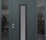Modern Steel Front Door DIAMOND A11 64" X 96" ANTHRACITE/ANTHRACITE FROSTED GLASS PANEL BLACK RHI WITH 2 SIDELITES AND TRANSOM MIRRORED GLASS