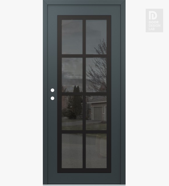 Modern Steel Front Door Diamond C16 36" x 80" anthracite/anthracite mirrored Glass Panel black RHI