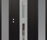 Modern Steel Front Door DIAMOND A6 64" X 80" BLACK/BLACK CLEAR GLASS PANEL STAINLESS STEEL RHI WITH 2 SIDELITES FROSTED GLASS