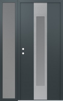 DIAMOND A1 50" X 80" ANTHRACITE/ANTHRACITE FROSTED GLASS PANEL STAINLESS STEEL RHI WITH SIDELITE FROSTED GLASS