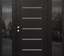 Modern Steel Front Door Diamond C11 60" x 80" black/white frosted Glass Panel black RHI with 2 Sidelites mirrored Glass