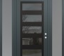 Modern Steel Front Door Diamond C9 64" x 96" anthracite/anthracite mirrored Glass Panel black LHI with 2 Sidelites and Transom frosted Glass