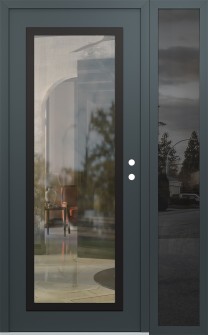 Diamond C1 50" x 80" anthracite/anthracite clear Glass Panel black LHI with Sidelite mirrored Glass