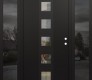 Modern Steel Front Door DIAMOND A13 64" X 80" BLACK/BLACK CLEAR GLASS PANEL BLACK LHI WITH 2 SIDELITES MIRRORED GLASS