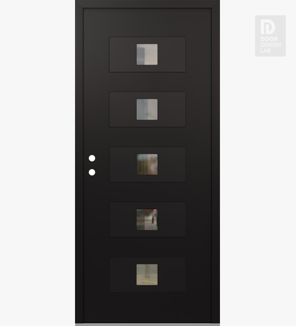 Modern Steel Front Door Diamond D8 36" x 80" black/black clear Glass Panel black RHI