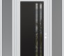 Modern Steel Front Door Diamond C6 60" x 96" white/white clear Glass Panel black LHI with 2 Sidelites and Transom frosted Glass