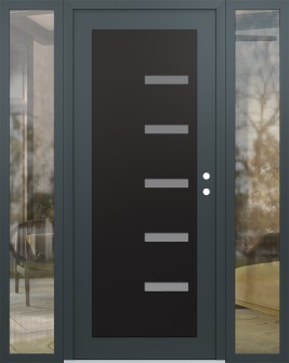 Diamond C8 68" x 80" anthracite/anthracite frosted Glass Panel black LHI with 2 Sidelites clear Glass