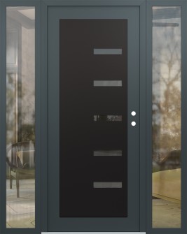 Diamond C8 68" x 80" anthracite/anthracite mirrored Glass Panel black LHI with 2 Sidelites clear Glass