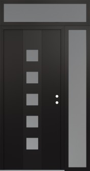 DIAMOND A13 48" X 96" BLACK/WHITE FROSTED GLASS PANEL BLACK LHI WITH SIDELITE AND TRANSOM FROSTED GLASS