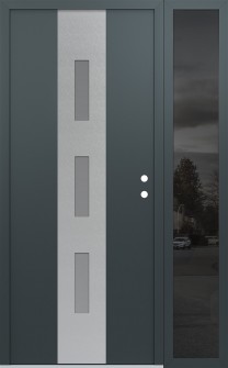 DIAMOND A7 48" X 80" ANTHRACITE/ANTHRACITE FROSTED GLASS PANEL STAINLESS STEEL LHI WITH SIDELITE MIRRORED GLASS