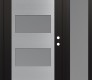 Modern Steel Front Door Diamond C2 50" x 80" black/white frosted Glass Panel stainless steel LHI with Sidelite frosted Glass