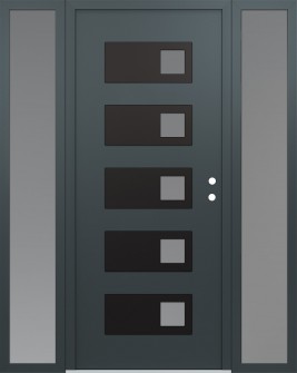 Diamond D2 68" x 80" anthracite/anthracite frosted Glass Panel black LHI with 2 Sidelites frosted Glass