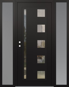 Diamond C3 68" x 80" black/black clear Glass Panel black RHI with 2 Sidelites frosted Glass