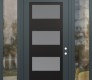 Modern Steel Front Door Diamond C2 60" x 96" anthracite/anthracite frosted Glass Panel black LHI with 2 Sidelites and Transom clear Glass