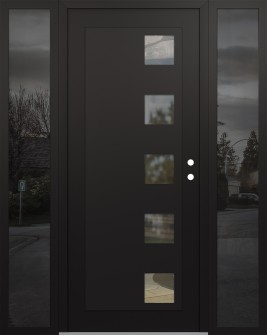 Diamond C5 60" x 80" black/black clear Glass Panel black LHI with 2 Sidelites mirrored Glass