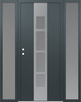 DIAMOND A10 68" X 80" ANTHRACITE/ANTHRACITE FROSTED GLASS PANEL STAINLESS STEEL RHI WITH 2 SIDELITES FROSTED GLASS