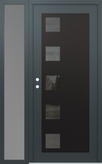 Diamond C5 52" x 80" anthracite/anthracite mirrored Glass Panel black RHI with Sidelite frosted Glass