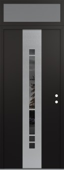 DIAMOND A3 36" X 96" BLACK/BLACK MIRRORED GLASS PANEL STAINLESS STEEL LHI WITH TRANSOM FROSTED GLASS