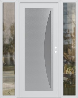 Diamond C13 60" x 80" white/white frosted Glass Panel stainless steel LHI with 2 Sidelites clear Glass