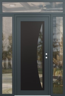 Diamond C13 60" x 96" anthracite/anthracite clear Glass Panel black LHI with 2 Sidelites and Transom clear Glass
