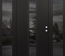 Modern Steel Front Door DIAMOND A10 68" X 80" BLACK/BLACK MIRRORED GLASS PANEL BLACK LHI WITH 2 SIDELITES MIRRORED GLASS
