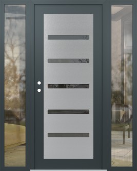 Diamond C7 60" x 80" anthracite/anthracite mirrored Glass Panel stainless steel RHI with 2 Sidelites clear Glass