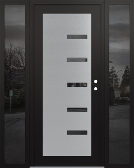 Diamond C8 68" x 80" black/black mirrored Glass Panel stainless steel LHI with 2 Sidelites mirrored Glass