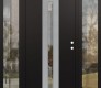 Modern Steel Front Door DIAMOND A2 64" X 80" BLACK/BLACK CLEAR GLASS PANEL STAINLESS STEEL LHI WITH 2 SIDELITES CLEAR GLASS