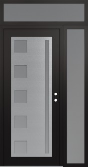 Diamond C3 48" x 96" black/white frosted Glass Panel stainless steel LHI with Sidelite and Transom frosted Glass