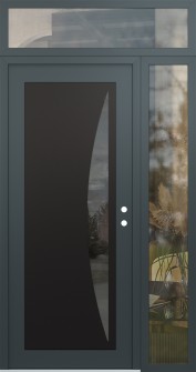 Diamond C13 52" x 96" anthracite/anthracite mirrored Glass Panel black LHI with Sidelite and Transom clear Glass