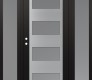Modern Steel Front Door Diamond C2 68" x 80" black/white frosted Glass Panel stainless steel RHI with 2 Sidelites frosted Glass