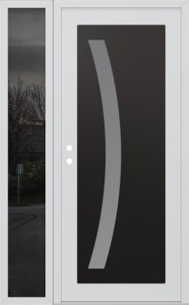 Diamond C4 50" x 80" white/white frosted Glass Panel black LHI with Sidelite mirrored Glass