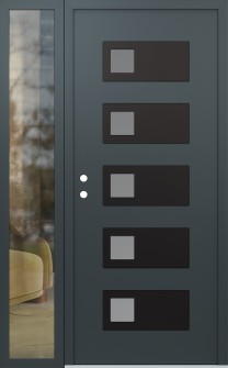 Diamond D2 52" x 80" anthracite/anthracite frosted Glass Panel black RHI with Sidelite clear Glass