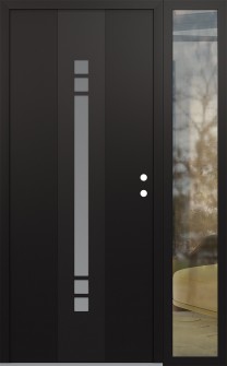 DIAMOND A4 48" X 80" BLACK/WHITE FROSTED GLASS PANEL BLACK LHI WITH SIDELITE CLEAR GLASS