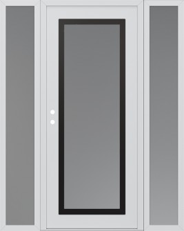 Diamond C1 60" x 80" white/white frosted Glass Panel black RHI with 2 Sidelites frosted Glass