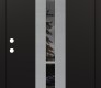 Modern Steel Front Door DIAMOND A3 36" X 80" BLACK/BLACK MIRRORED GLASS PANEL STAINLESS STEEL RHI